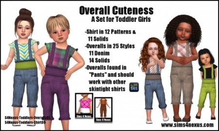 Overall Cuteness and shirt by Samantha Gump at Sims 4 Nexus