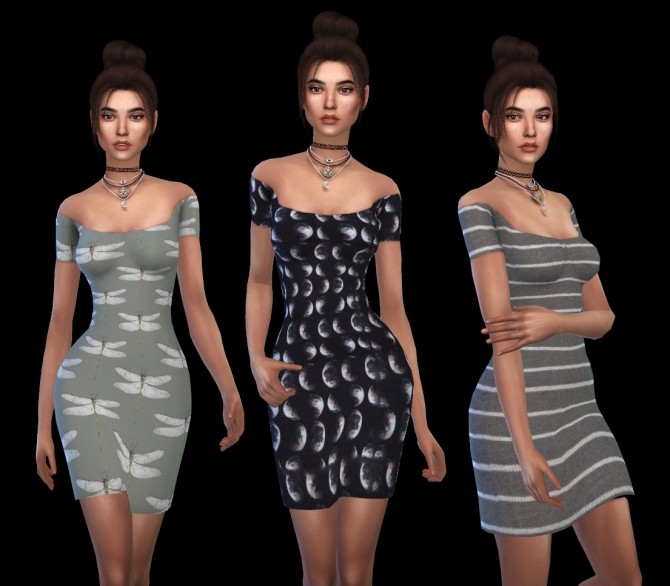 Sims 4 Claire Off Shoulder Dress at Leo Sims