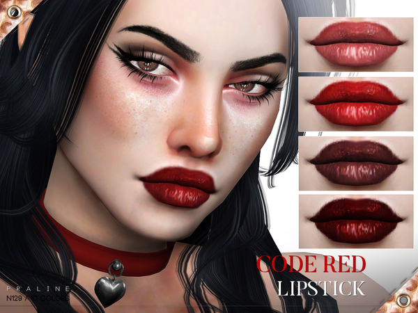 Sims 4 Code Red Lipstick N129 by Pralinesims at TSR