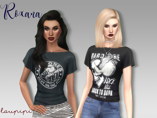 Sims 4 Roxana printed t shirt at Laupipi