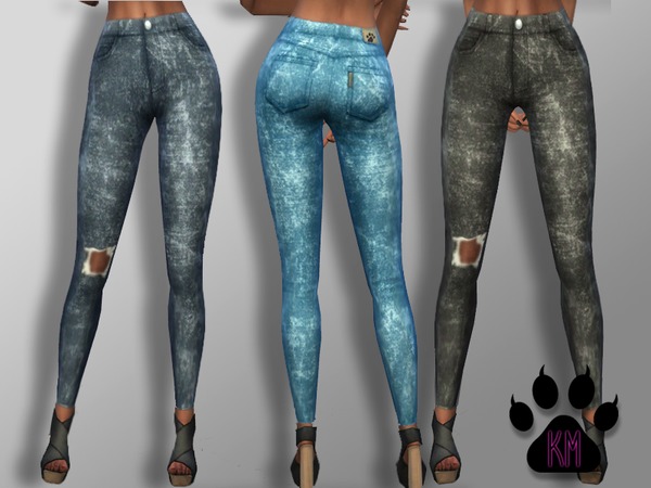 Sims 4 KM Acid Skinny Jeans by Kitty.Meow at TSR