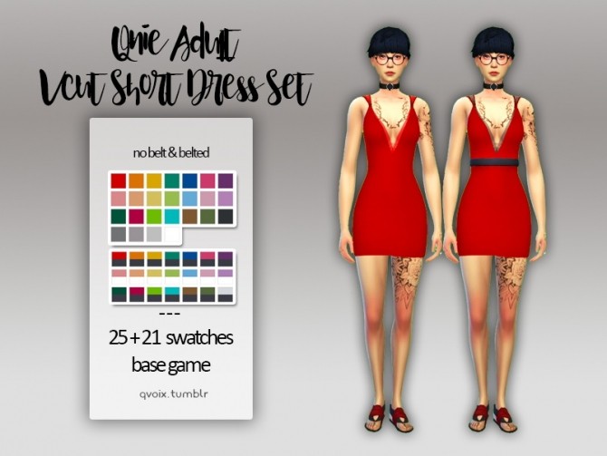 Qnie Vcut Short Dress Set At Qvoix Escaping Reality Sims 4 Updates