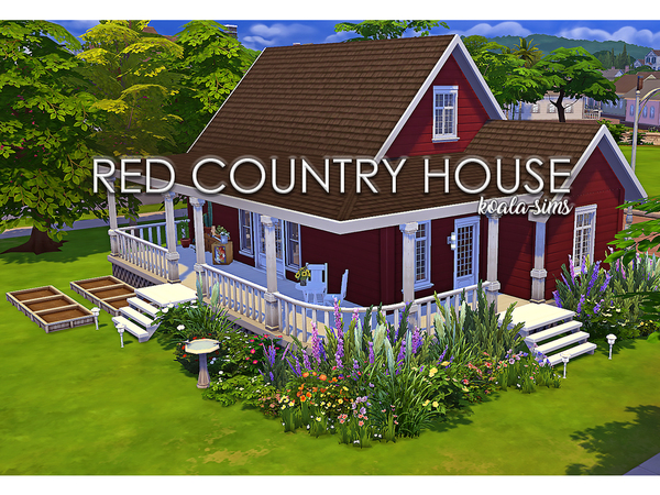 Sims 4 Red Country House by koala sims at TSR