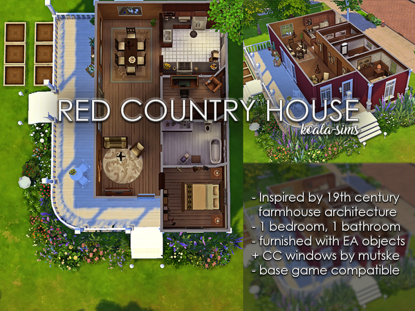 Sims 4 Red Country House by koala sims at TSR