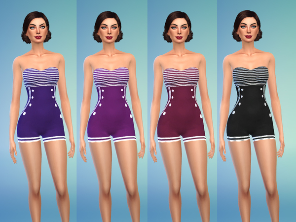 Sims 4 Rockabilly Swimsuit Part1 by Jaru Sims at TSR