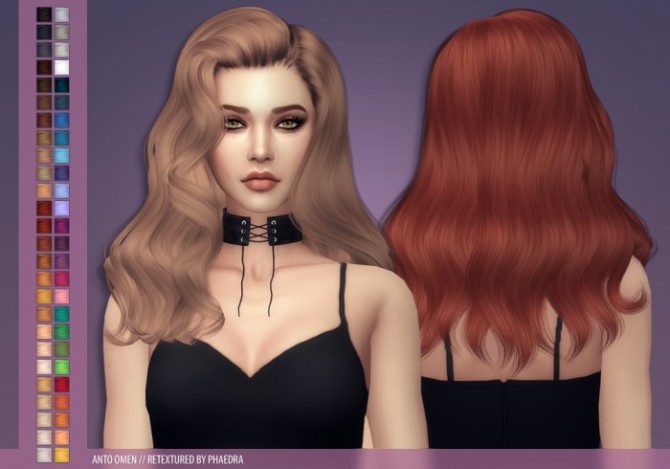 Sims 4 Anto Omen hair recolors at Phaedra