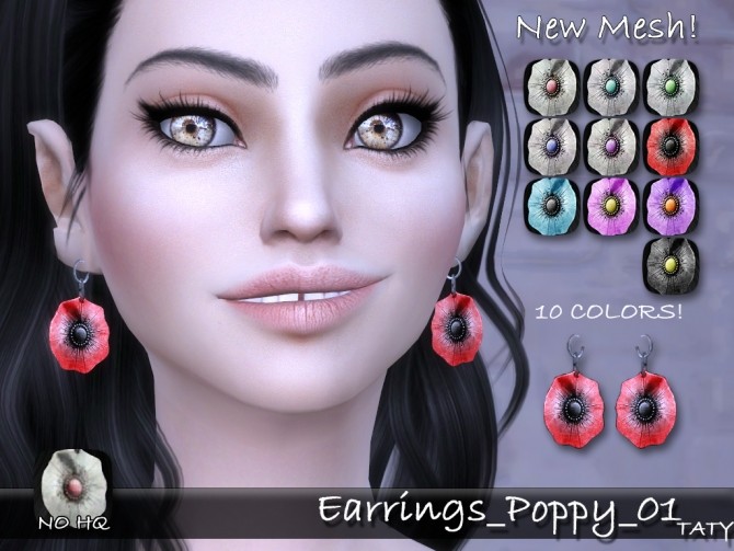 Sims 4 Poppy 01 earrings at Taty – Eámanë Palantír