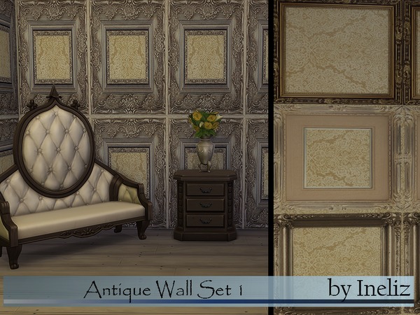 Sims 4 Antique Wall Set 1 by Ineliz at TSR