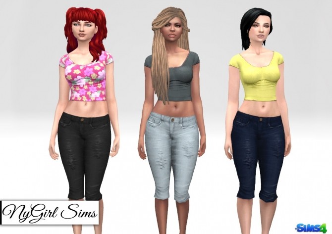Sims 4 Distressed Denim Capri at NyGirl Sims