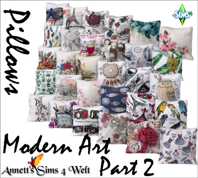 Sims 4 30 Modern Art Pillows Part 2 at Arte Della Vita