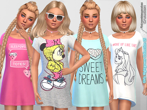 Sims 4 Girls Nightgowns Collection 05 by Pinkzombiecupcakes at TSR