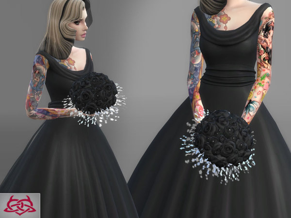 Sims 4 Wedding Set 2 dress + bouquet by Colores Urbanos at TSR