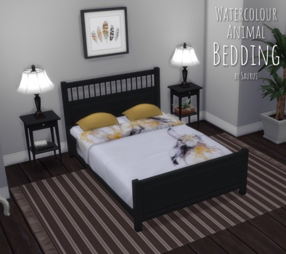 Watercolour Animal Bedding by SaurusSims at Mod The Sims » Sims 4 Updates