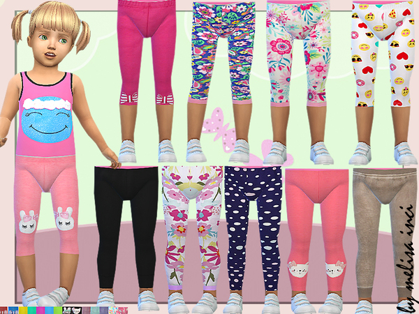 Sims 4 Toddler Girls Mixed Leggings by melisa inci at TSR