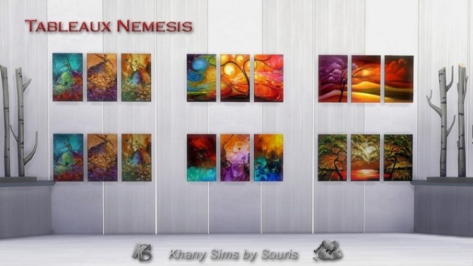 Sims 4 NEMESIS triptyc paintings by Souris at Khany Sims