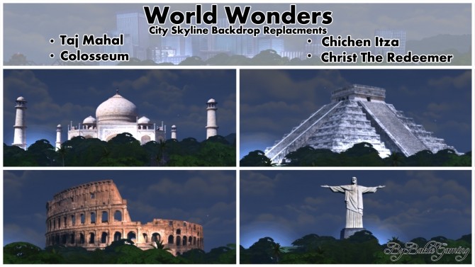 Sims 4 World Wonders City Skyline Replacements by Bakie at Mod The Sims