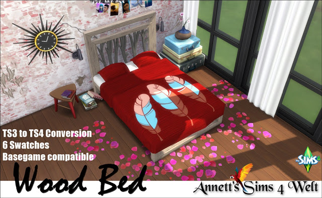 Sims 4 Wood Bed TS3 to TS4 Conversion at Annett’s Sims 4 Welt