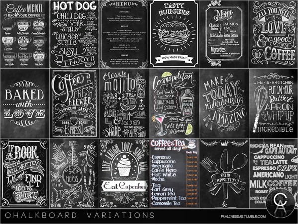 Sims 4 Chalkboard Variations by Pralinesims at TSR