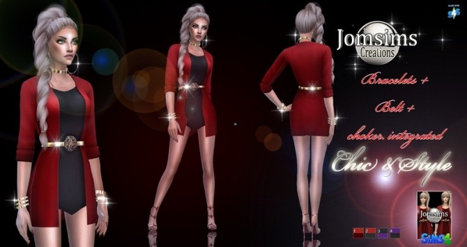 Sims 4 3d belt, bracelet and choker at Jomsims Creations