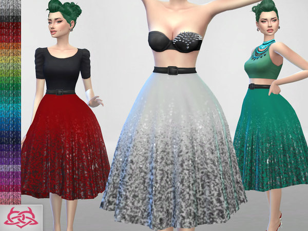 Sims 4 Vintage Basic skirt RECOLOR 1 by Colores Urbanos at TSR