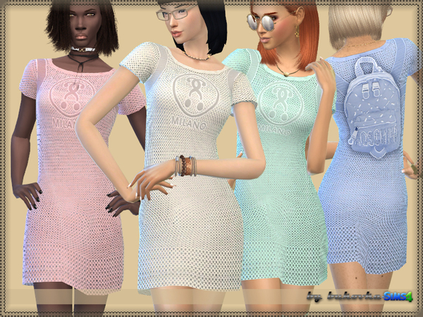 Sims 4 Dress & Imitation Backpack by bukovka at TSR