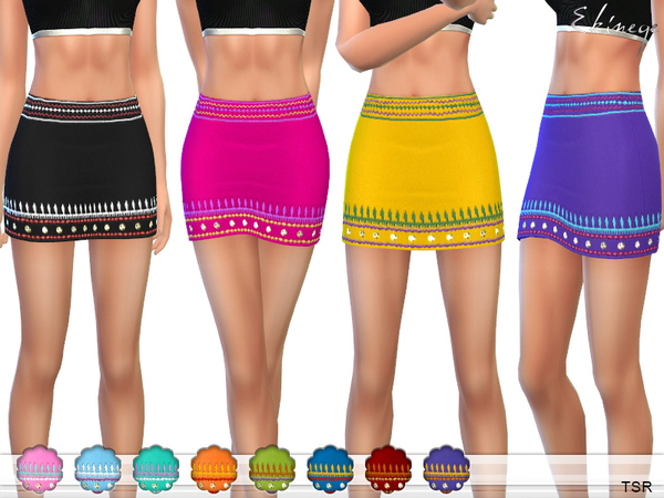 Sims 4 Embroidered Mini Skirt by ekinege at TSR