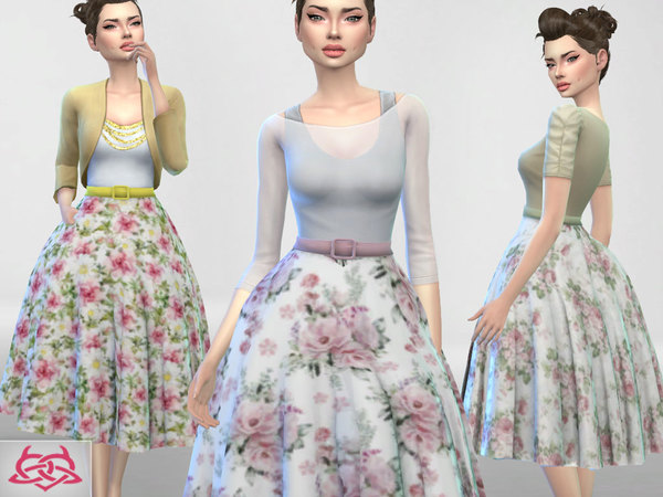 Sims 4 Vintage Basic skirt RECOLOR 2 by Colores Urbanos at TSR