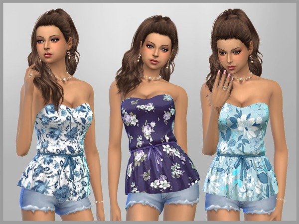 Sims 4 Patterned Peplum Tops by SweetDreamsZzzzz at TSR