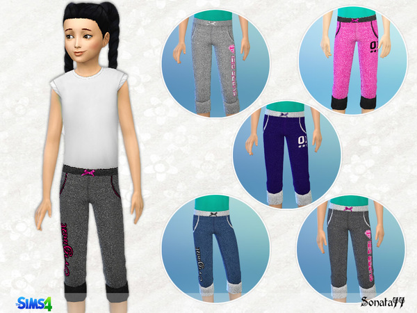 Sims 4 T shirt and two pants set for girl 03 by Sonata77 at TSR
