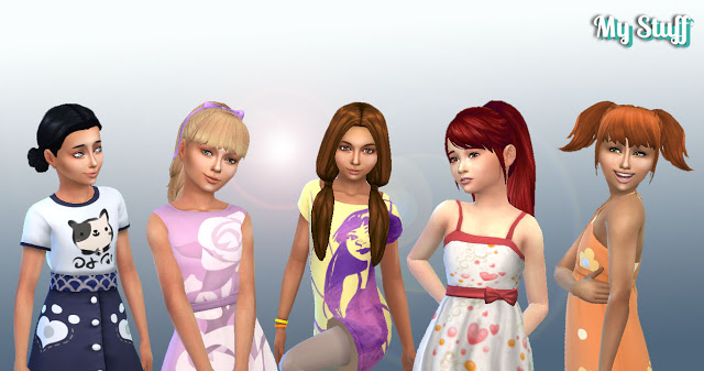 Sims 4 Girls Tied Hairs Pack 5 at My Stuff