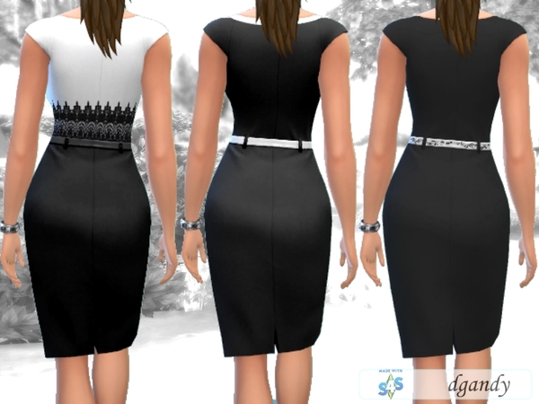 Sims 4 Black and White Pencil Dress by dgandy at TSR