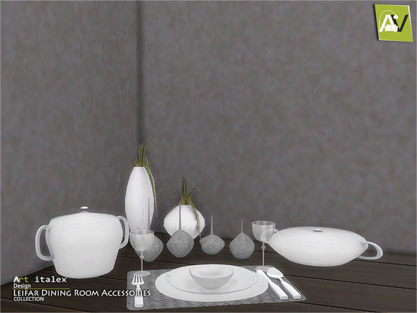Sims 4 Leifar Dining Room Accessories by ArtVitalex at TSR