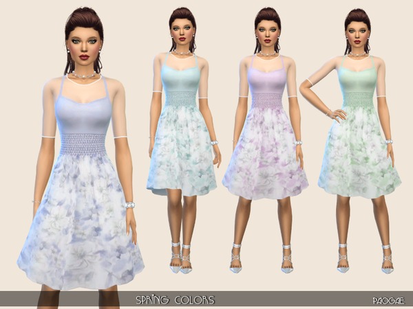 Sims 4 Spring Colors dress by Paogae at TSR
