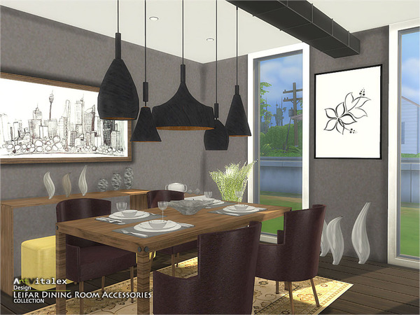 Sims 4 Leifar Dining Room Accessories by ArtVitalex at TSR