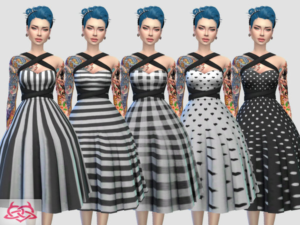 Sims 4 Rossana dress recolor 3 by Colores Urbanos at TSR