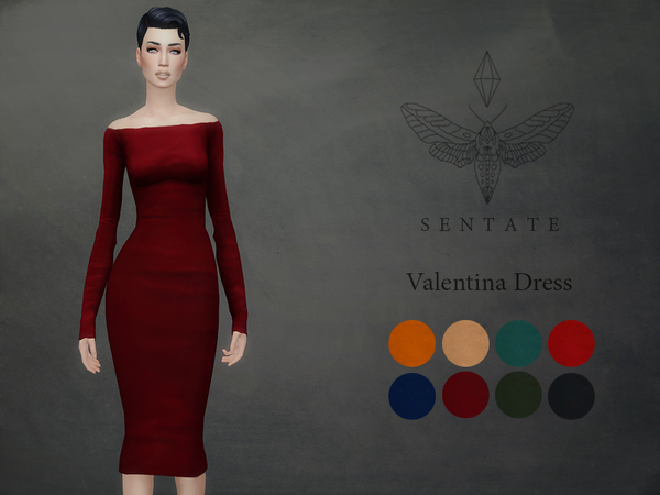 Sims 4 Valentina Dress by Sentate at TSR