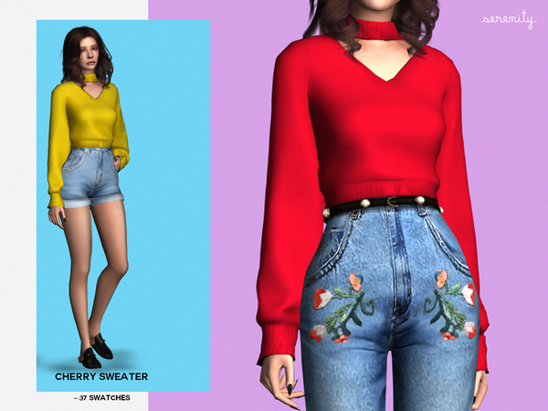 Sims 4 Cherry Sweater by serenity cc at TSR