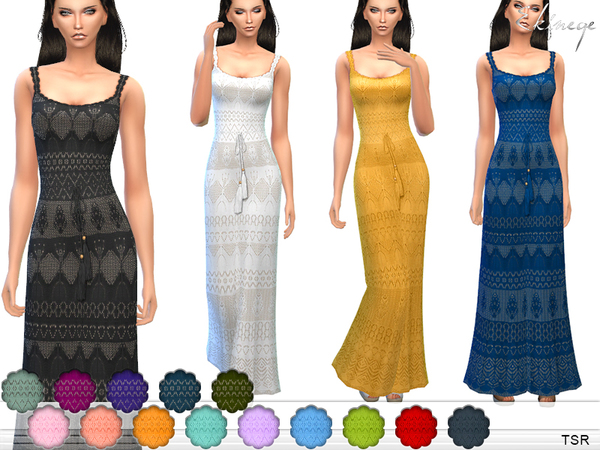 Sims 4 Crochet Maxi Dress by ekinege at TSR