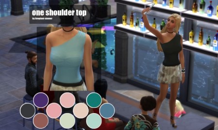 One shoulder top by cowplant-simmer at Mod The Sims