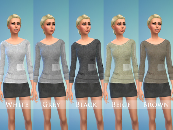 Sims 4 Patchwork Pullover & Mini Skirt by Jaru Sims at TSR
