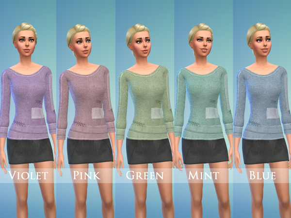 Sims 4 Patchwork Pullover & Mini Skirt by Jaru Sims at TSR