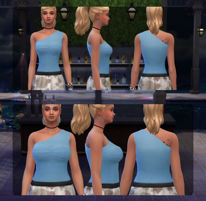 Sims 4 One shoulder top by cowplant simmer at Mod The Sims