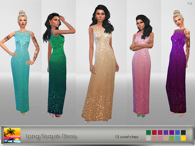 Sims 4 Long Sequin Dress at Elfdor Sims