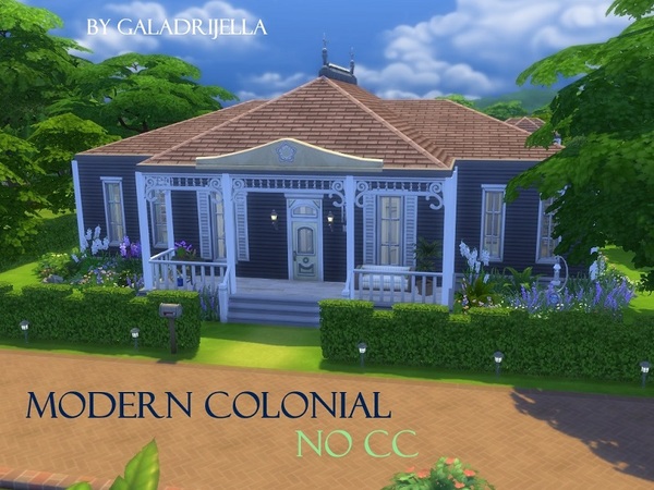 Sims 4 Modern Colonial House by galadrijella at TSR