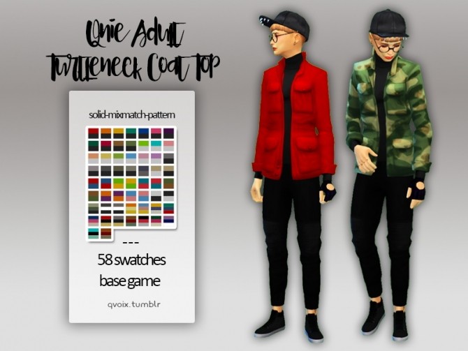 Sims 4 Turtleneck Coat Top at qvoix – escaping reality