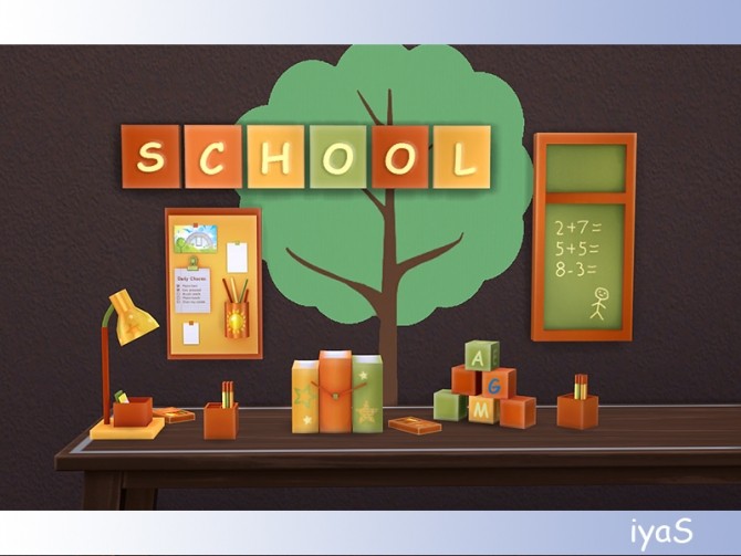 Sims 4 School Decor set at Soloriya