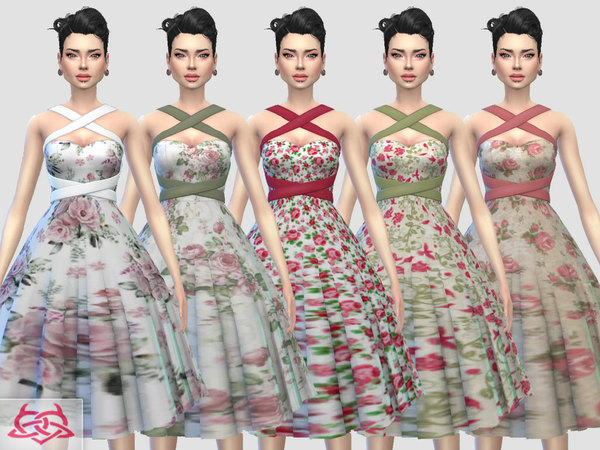 Sims 4 Rossana dress recolor 2 by Colores Urbanos at TSR
