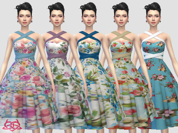 Sims 4 Rossana dress recolor 2 by Colores Urbanos at TSR