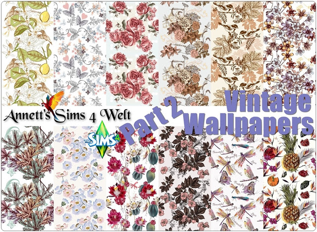 Sims 4 Vintage Wallpapers Part 2 at Annett’s Sims 4 Welt