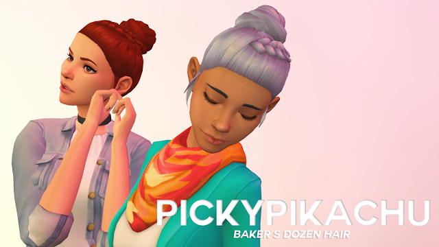 Sims 4 Bakers Dozen Hair Braided Updo EAhireme at Pickypikachu